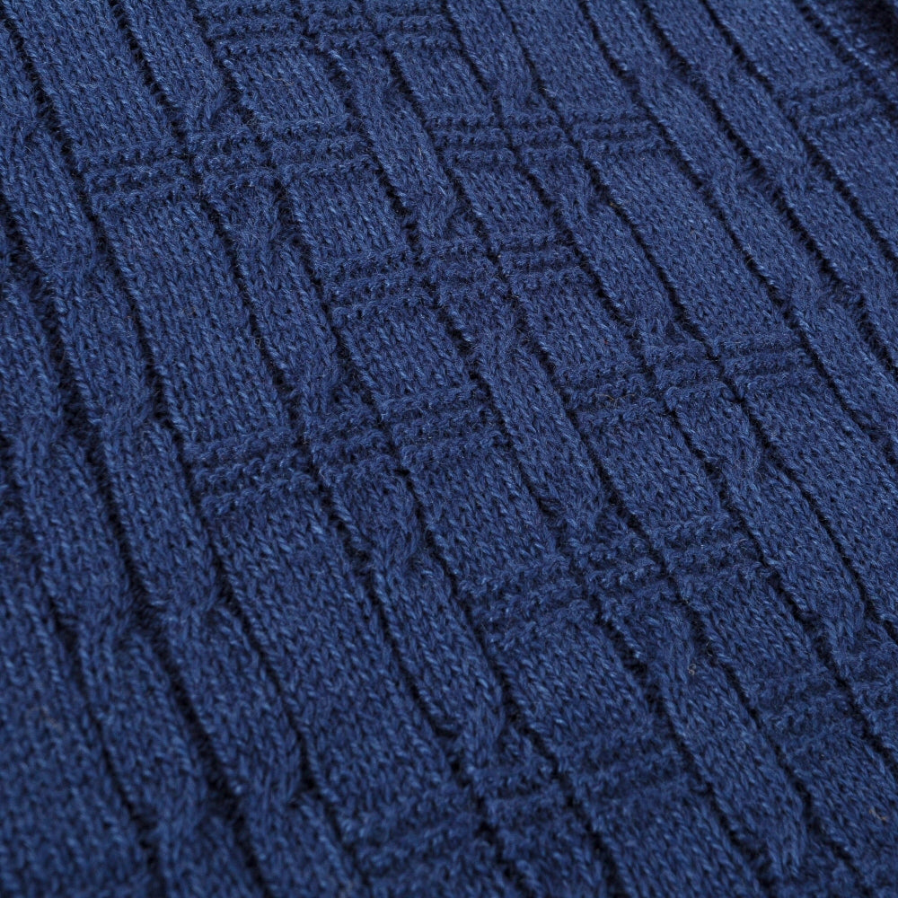 Relco Cable Textured Knit Polo Blue