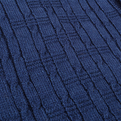Relco Cable Textured Knit Polo Blue