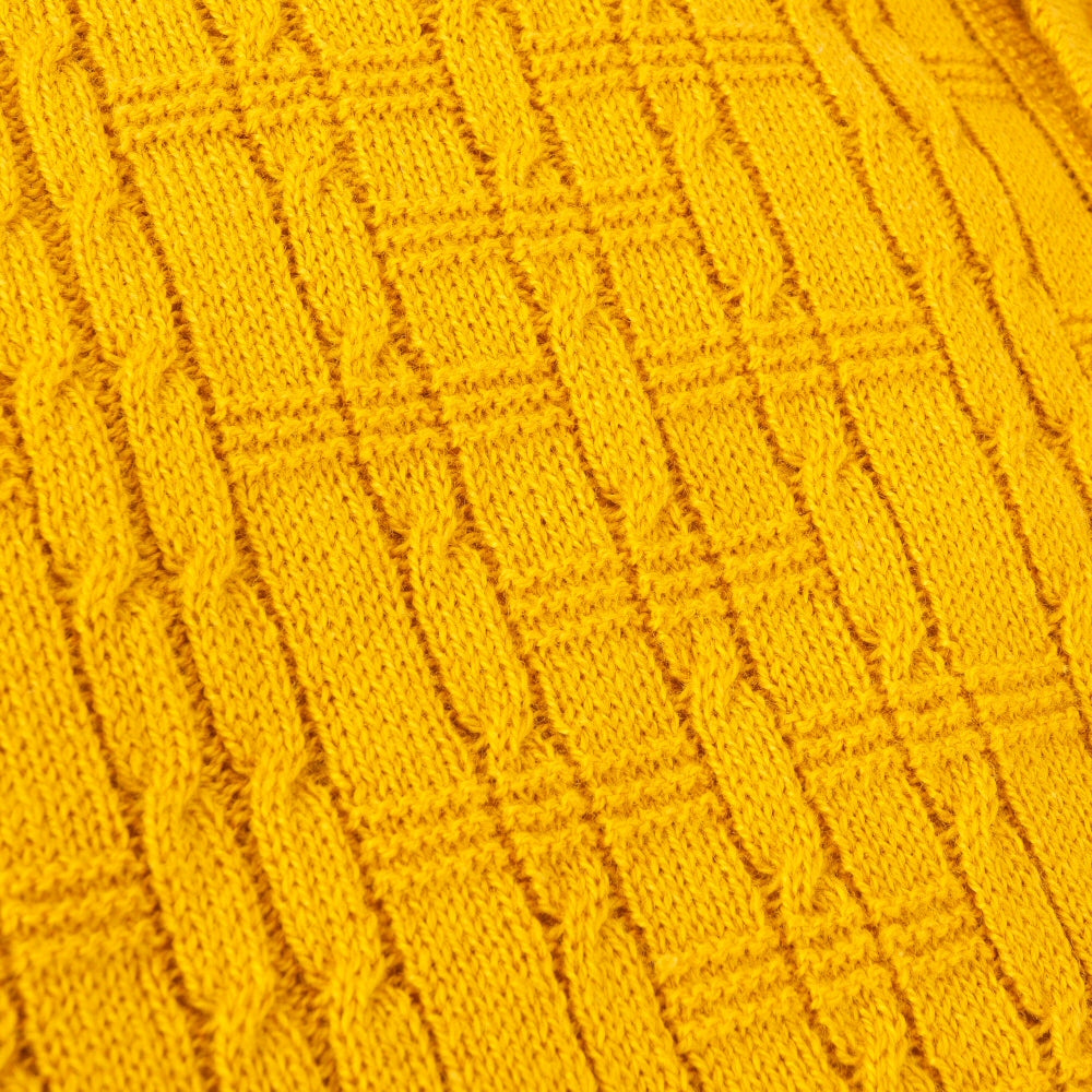 Relco Cable Textured Knit Polo Mustard