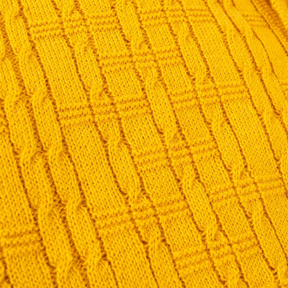 Relco Cable Textured Knit Polo Mustard