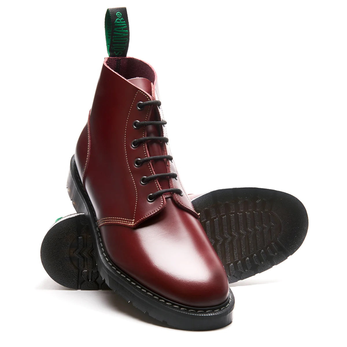 Solovair Hi Shine Leather 6 Eyelet Astronaut Boot Oxblood