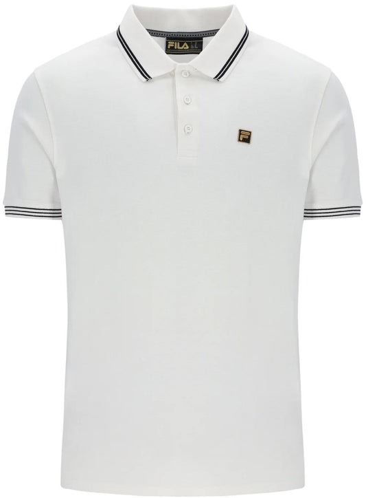Fila Soren 2 Gold Collection Tipped Pique Polo Shirt Off White