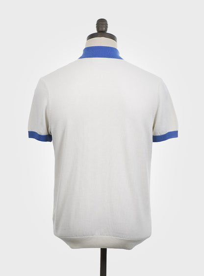 Art Gallery Fine Gauge Knit Racing Stripe Polo Off White