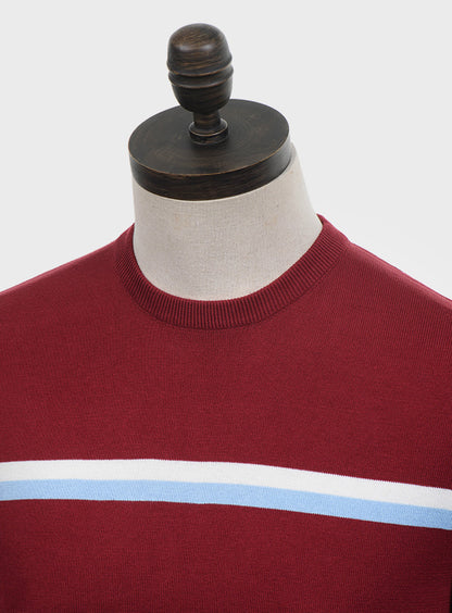 Art Gallery Fine Gauge Knit Horizontal Stripe Crew Neck Wine