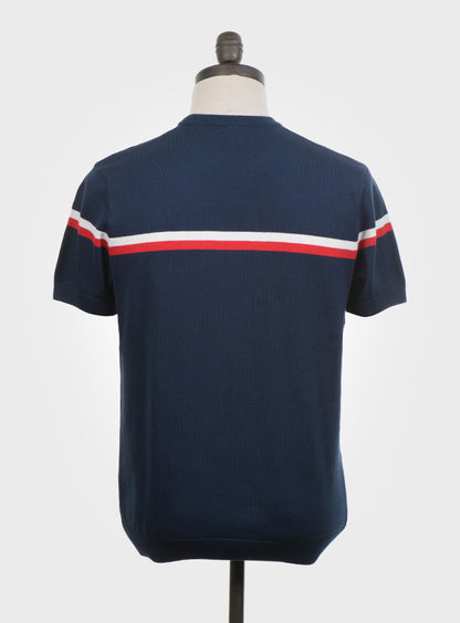 Art Gallery Fine Gauge Knit Horizontal Stripe Crew Neck Navy Blue