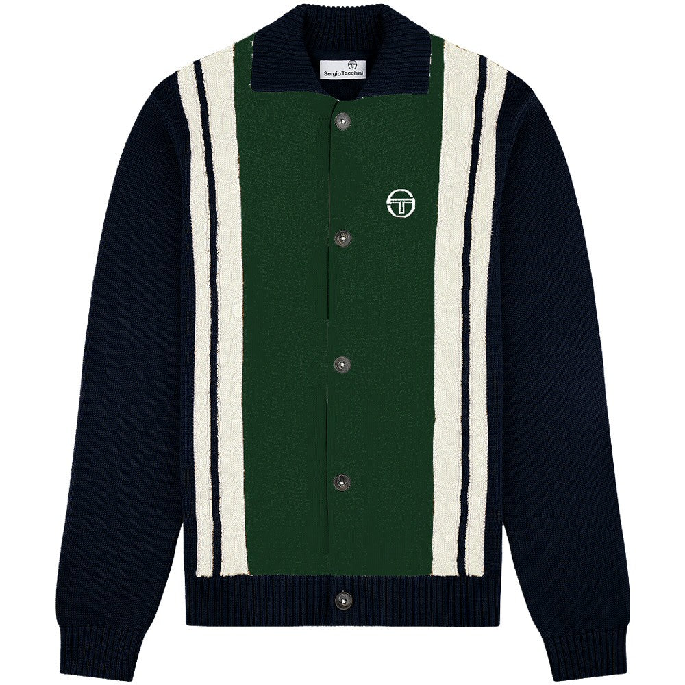 Sergio Tacchini Bruni Cable Knit Cardigan Navy Blue