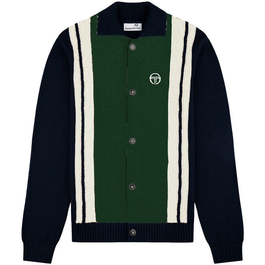 Sergio Tacchini Bruni Cable Knit Cardigan Navy Blue