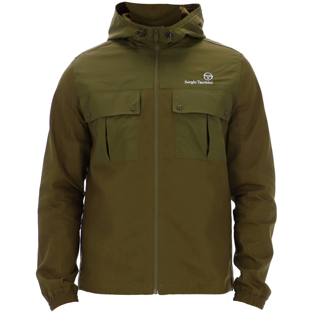 Sergio Tacchini Calisti Hooded Windbreaker Dark Olive