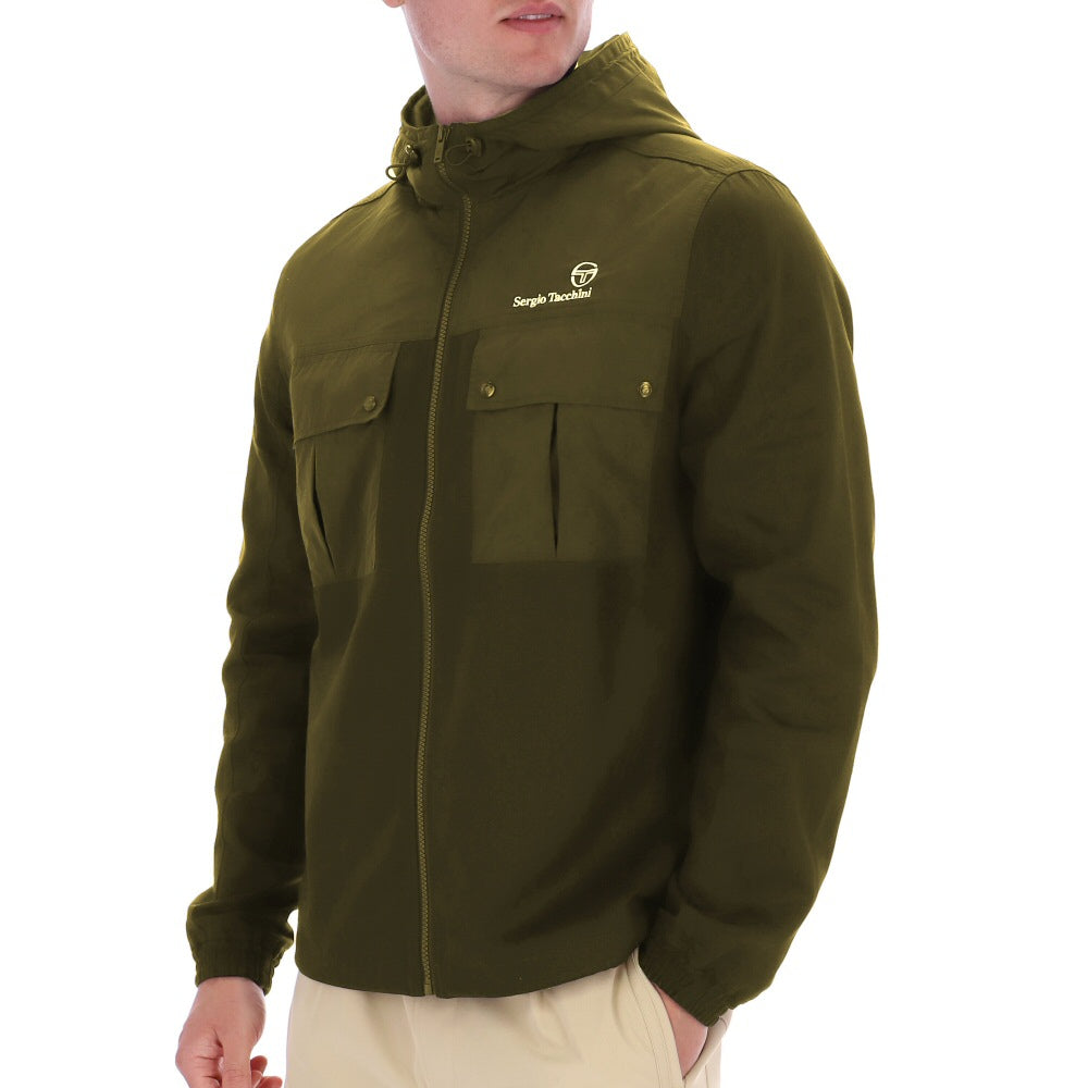 Sergio Tacchini Calisti Hooded Windbreaker Dark Olive