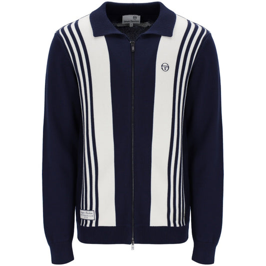 Sergio Tacchini Cotton Knit Zip Cardigan Navy / Off White