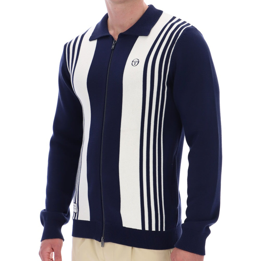 Sergio Tacchini Cotton Knit Zip Cardigan Navy / Off White