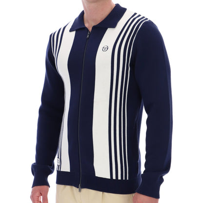 Sergio Tacchini Cotton Knit Zip Cardigan Navy / Off White