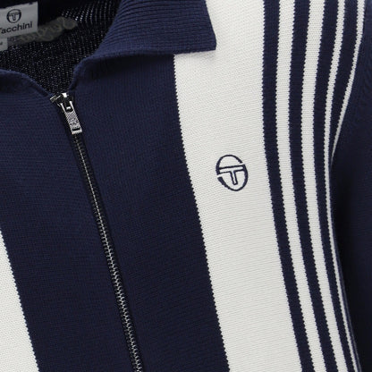 Sergio Tacchini Cotton Knit Zip Cardigan Navy / Off White
