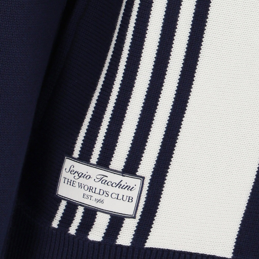 Sergio Tacchini Cotton Knit Zip Cardigan Navy / Off White