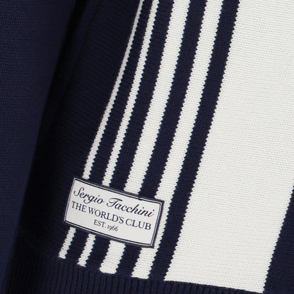 Sergio Tacchini Cotton Knit Zip Cardigan Navy / Off White