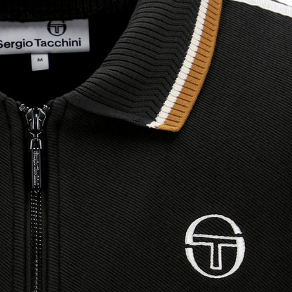 Sergio Tacchini Twin Stripe Sleeve Twill Track Top Black