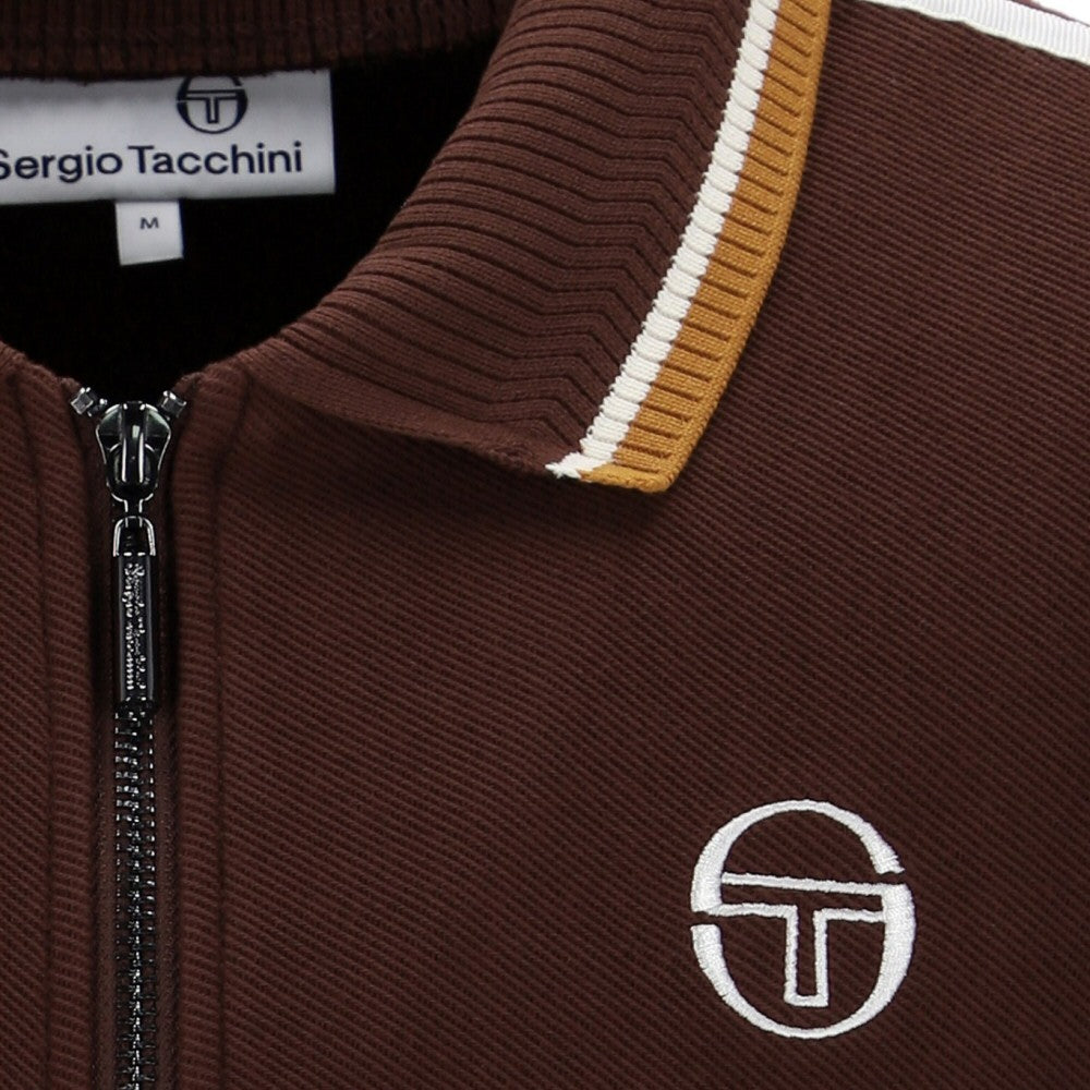 Sergio Tacchini Twin Stripe Sleeve Twill Track Top Brown
