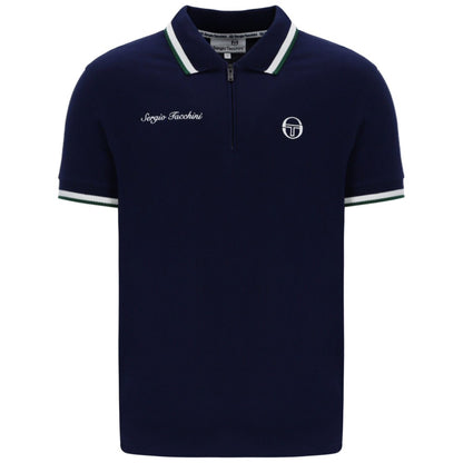 Sergio Tacchini Zip Neck Twin Tipped Polo Shirt Navy