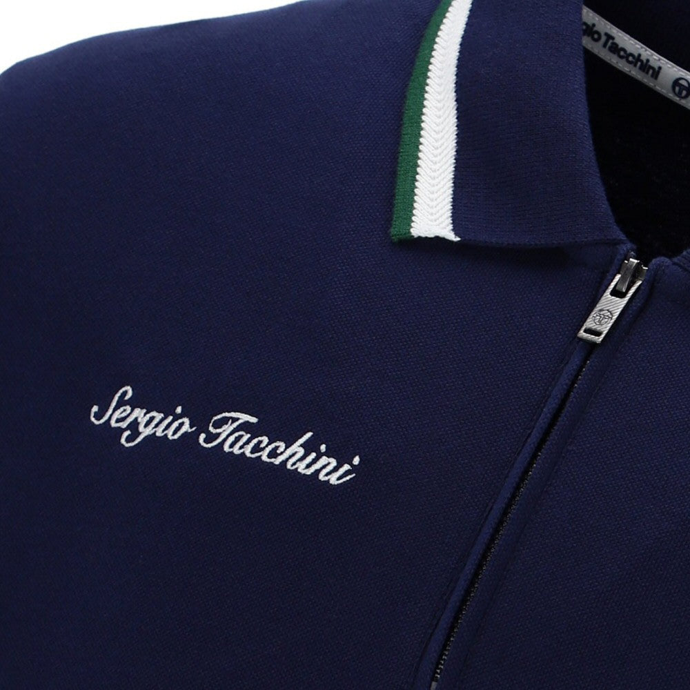 Sergio Tacchini Zip Neck Twin Tipped Polo Shirt Navy