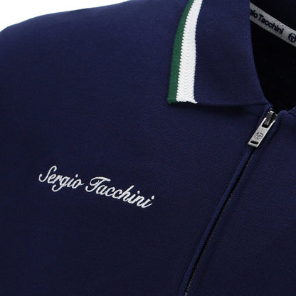 Sergio Tacchini Zip Neck Twin Tipped Polo Shirt Navy