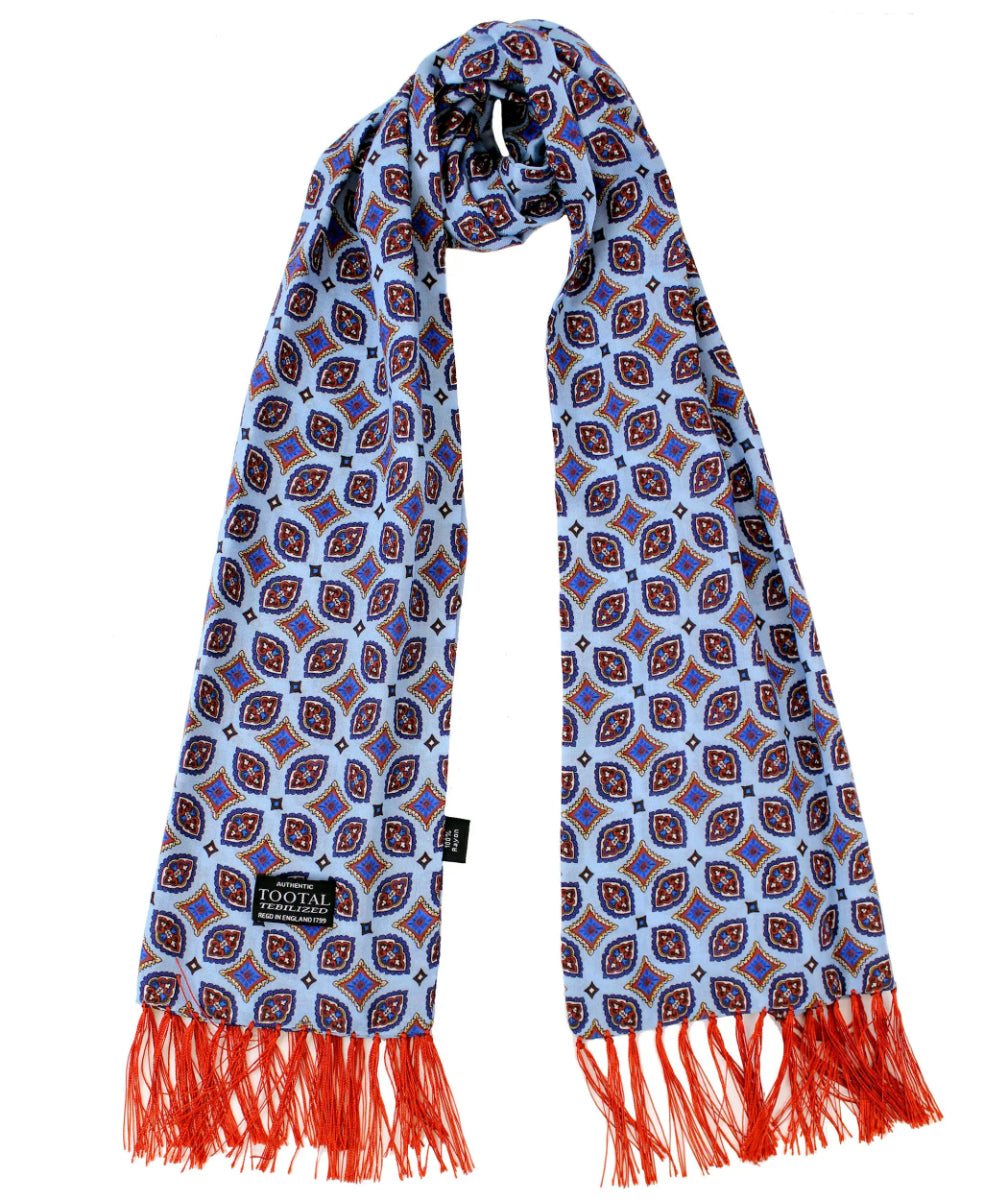 Tootal Small Geometric Oval Print Rayon Scarf Sky