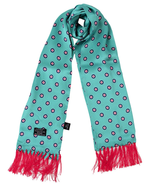Tootal Mens Printed Silk Scarf Targets Turquoise