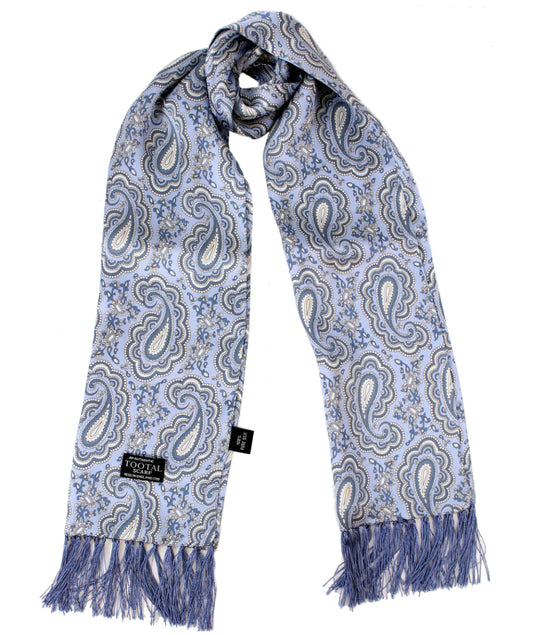 Tootal Mens Printed Silk Scarf "Weller" Paisley Sky Blue