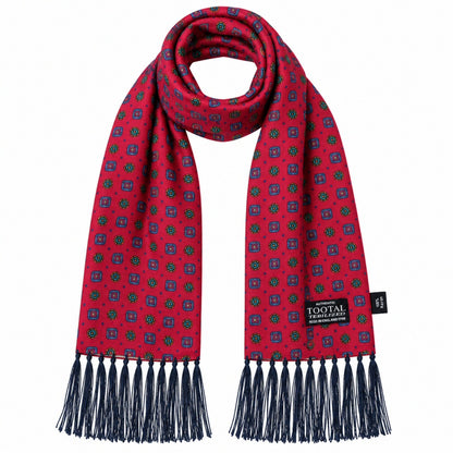 Tootal Geometric Print Rayon Tassled Scarf Red