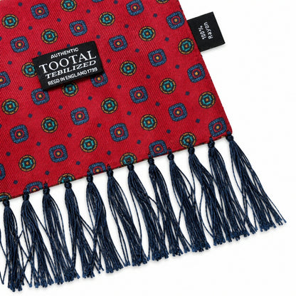 Tootal Geometric Print Rayon Tassled Scarf Red