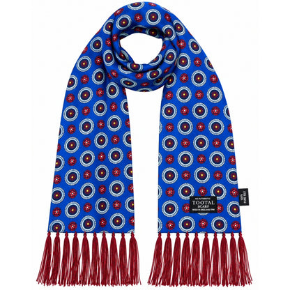 Tootal Roses Motif 100% Silk Scarf Royal Blue