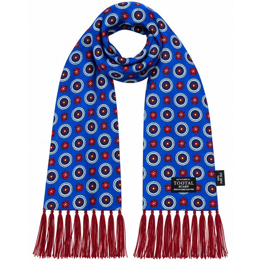 Tootal Roses Motif 100% Silk Scarf Royal Blue
