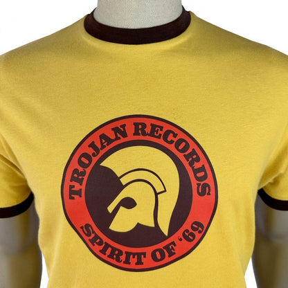 Trojan Records Spirit Of '69 Print Ringer T-Shirt Mustard