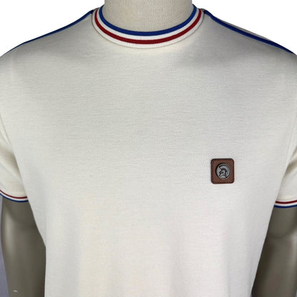 Trojan Records 3 Colour Tipped Pique T-Shirt Ecru