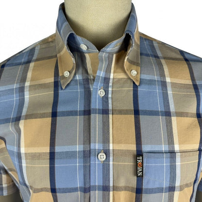 Trojan Records Windowpane Check Shirt With Pocket Square Powder