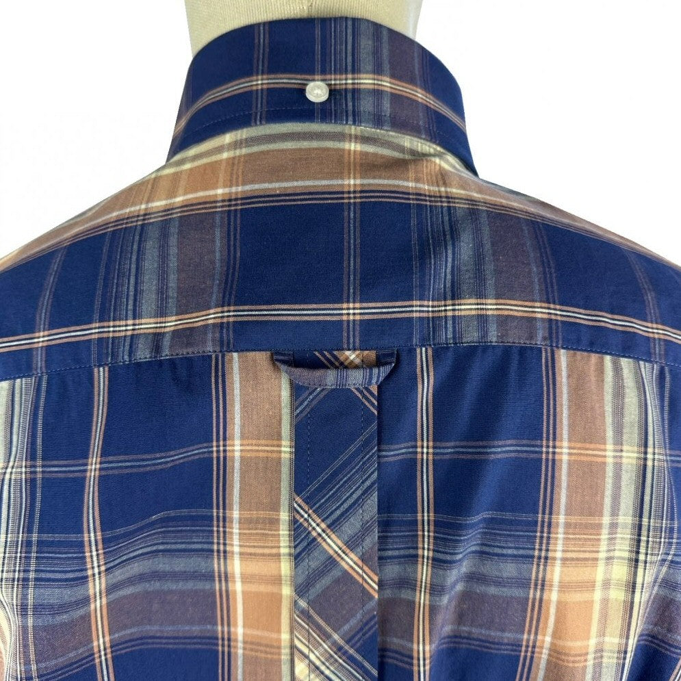 Trojan Records Windowpane Check Shirt With Pocket Square Navy