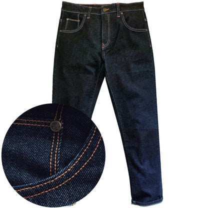 Trojan Records Orange Stitch Straight Leg Jeans Rinse Blue