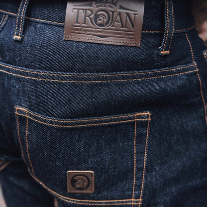 Trojan Records Orange Stitch Straight Leg Jeans Rinse Blue