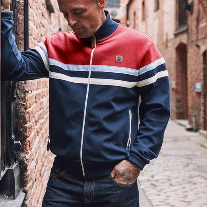 Trojan Records Twin Chest Stripe Track Top Navy