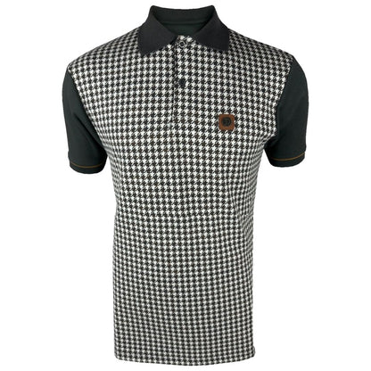 Trojan Records Dogtooth Front Polo Shirt Charcoal