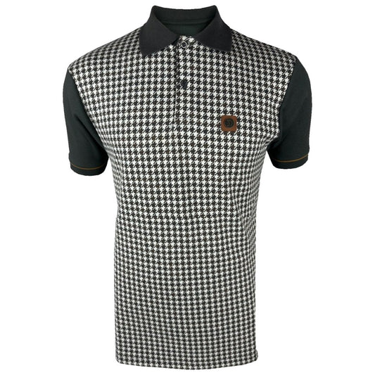Trojan Records Dogtooth Front Polo Shirt Charcoal