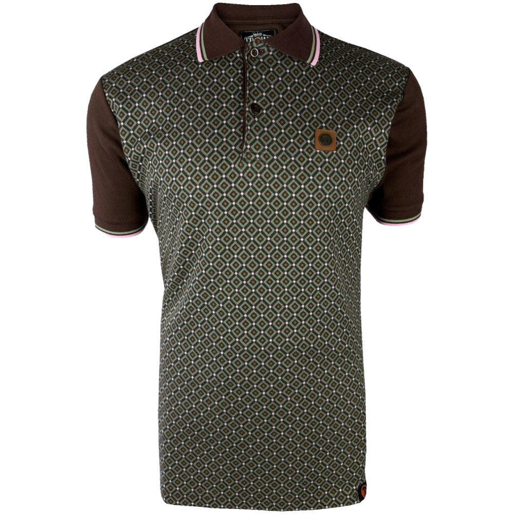 Trojan Records Geometric Panel Polo Chocolate