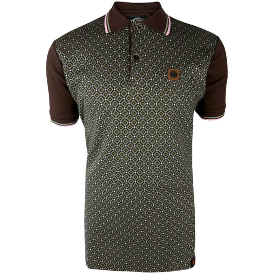 Trojan Records Geometric Panel Polo Chocolate