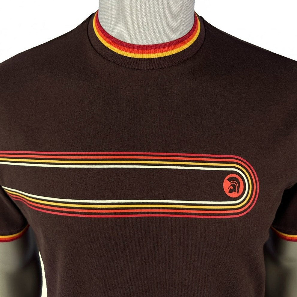 Trojan Records Retro Gradient Stripe T-Shirt Choco