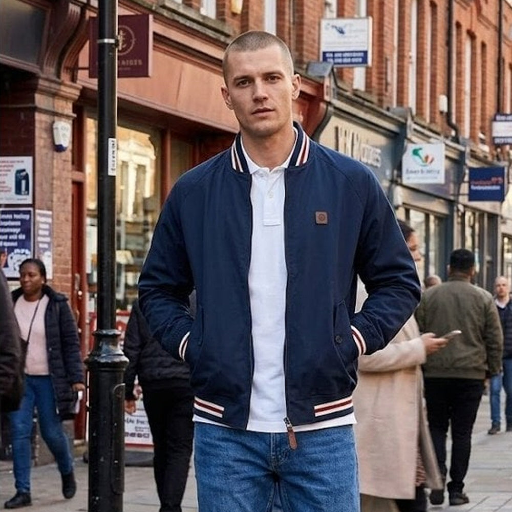 Trojan Records Multi Tipped Collar & Cuff Monkey Jacket Navy