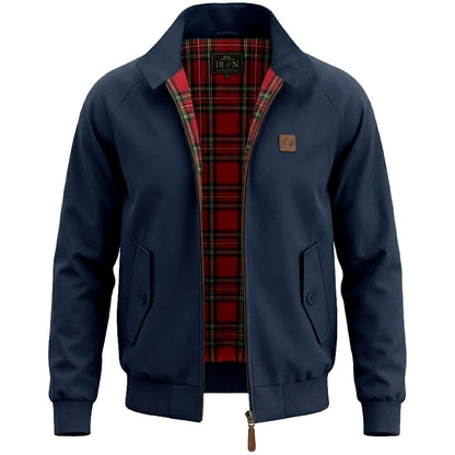 Trojan Records Classic Tartan Lined Harrington Jacket Navy