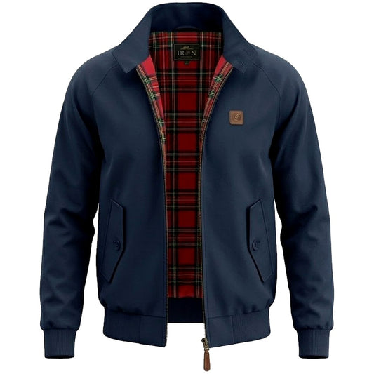 Trojan Records Classic Tartan Lined Harrington Jacket Navy