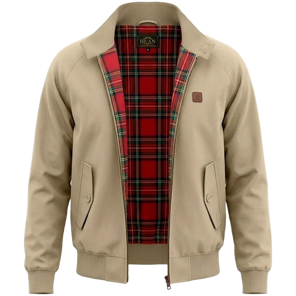 Trojan Records Classic Tartan Lined Harrington Jacket Stone