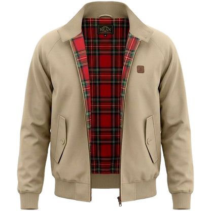 Trojan Records Classic Tartan Lined Harrington Jacket Stone