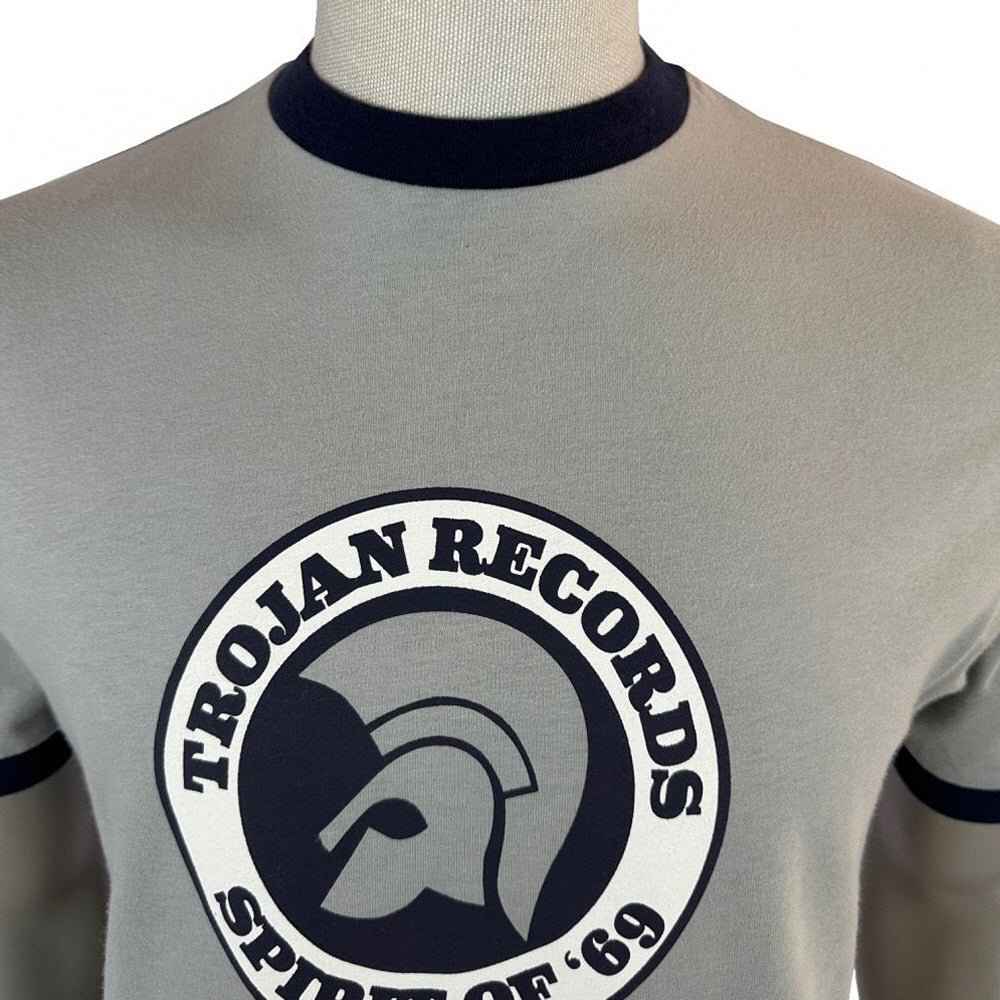 Trojan Records Spirit Of '69 Print Ringer T-Shirt Grey
