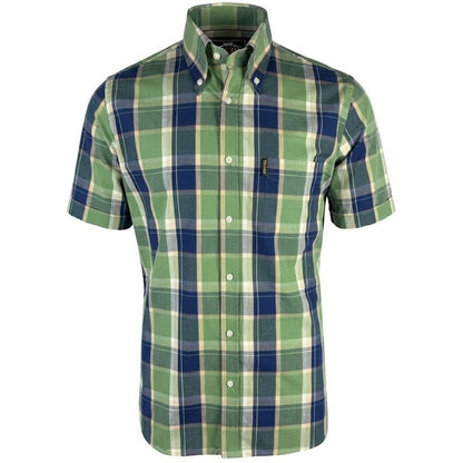 Trojan Records Windowpane Check Shirt With Pocket Square Navy